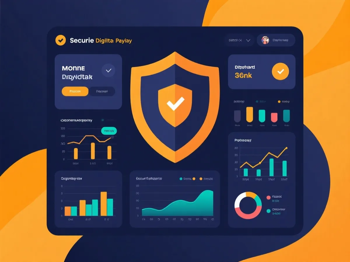 Secure payment guidance and mobile finance illustration